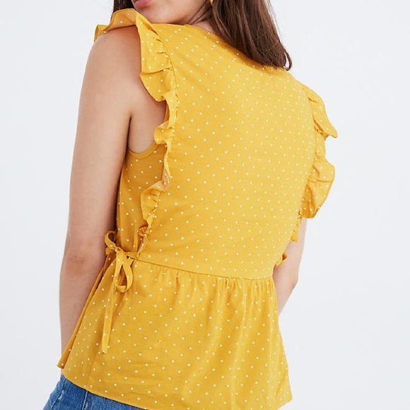 MADEWELL Side-Tie Ruffle Peplum Top in Polka Dot - Picture 7 of 8